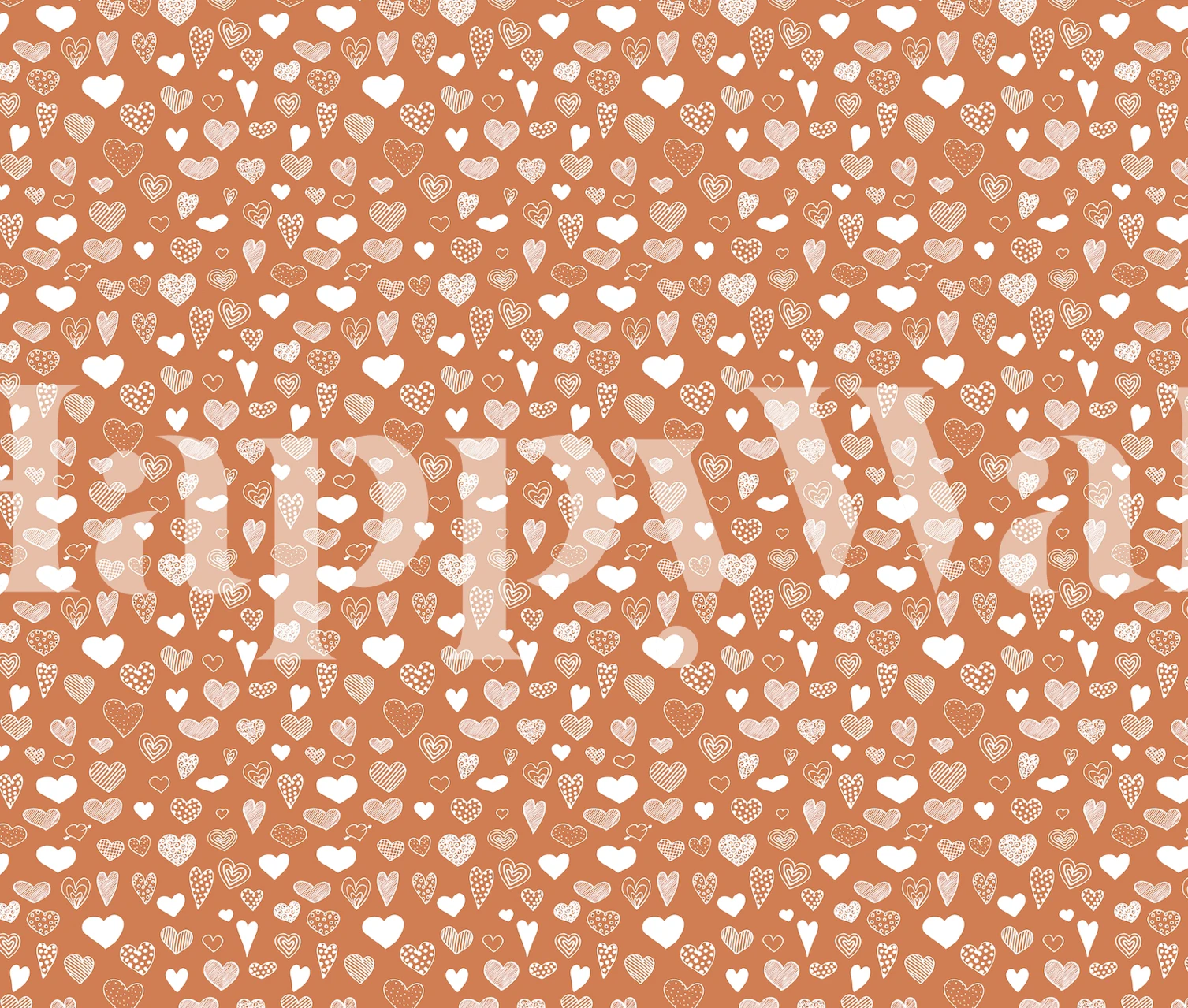 Heart doodles wallpaper design in sepia color