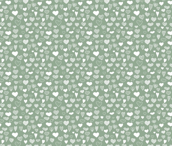 Heart Doodles in Sage Green