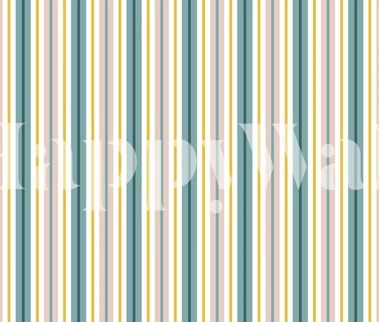 Stripes Teal Blush Mustard tapet visad i ett rum