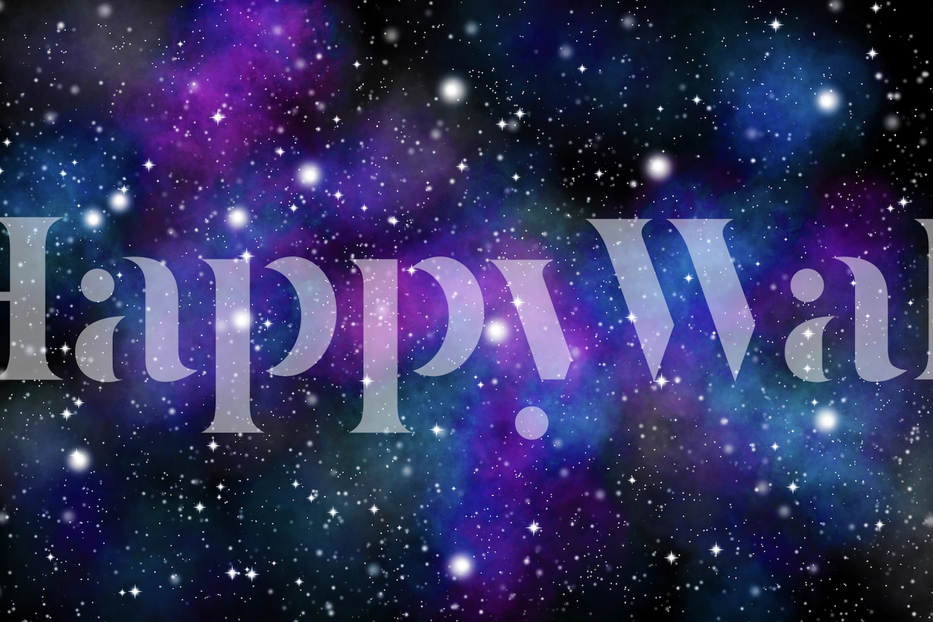 Carta da parati cosmica con nebulosa e stelle nei toni viola, blu e rosa