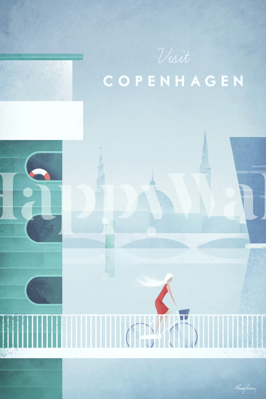Copenhagen travel poster wallpaper in a room