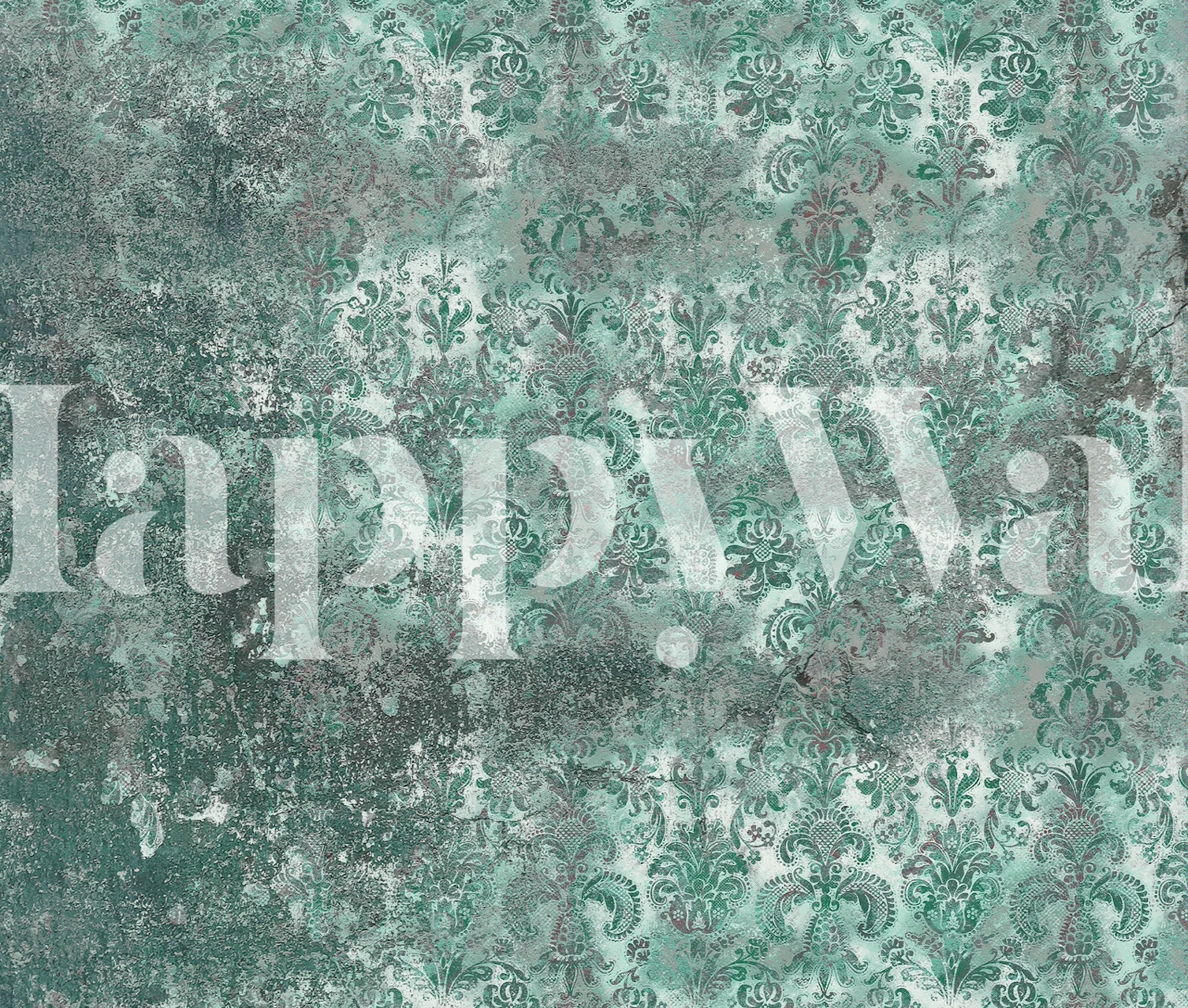 Grunge Damask Wall Viridian Tapetdesign