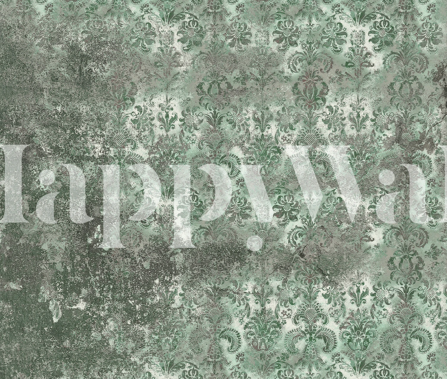 Grunge Damask Wall Hunter mural featuring distressed texture with floral motifs