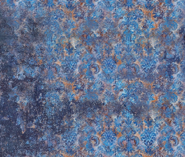 Grunge Damask Wall Rust Cobalt