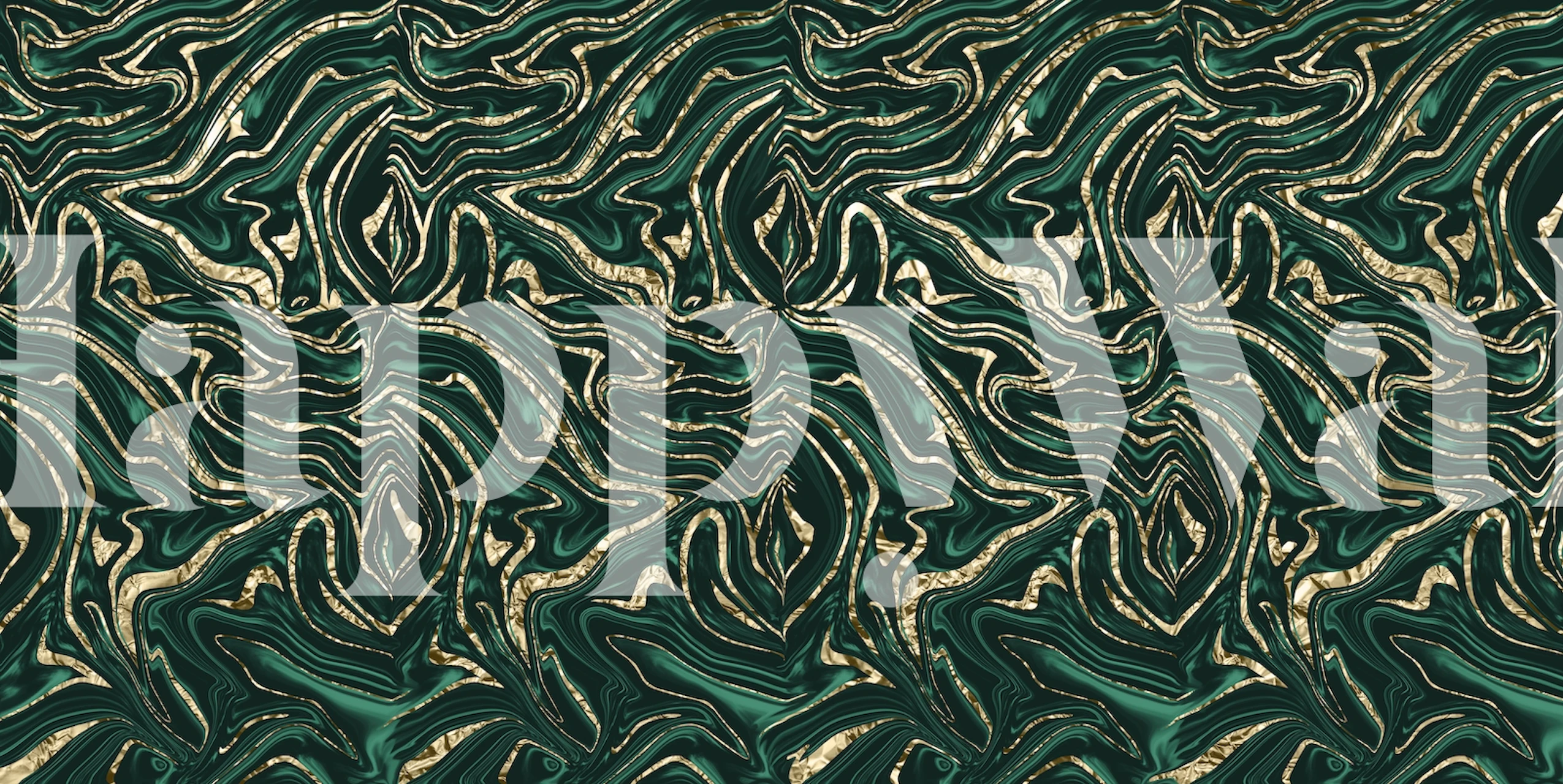 Emerald Green og Gold Marble tapet i et rom