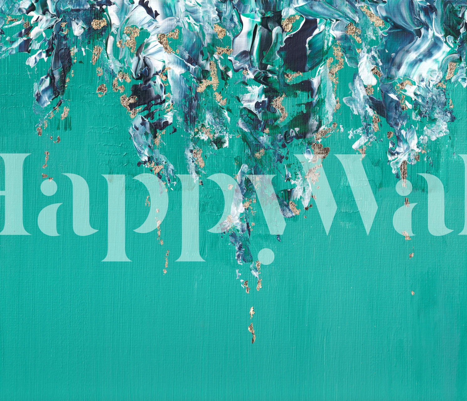 Floral design with green and gold accents wallpaper