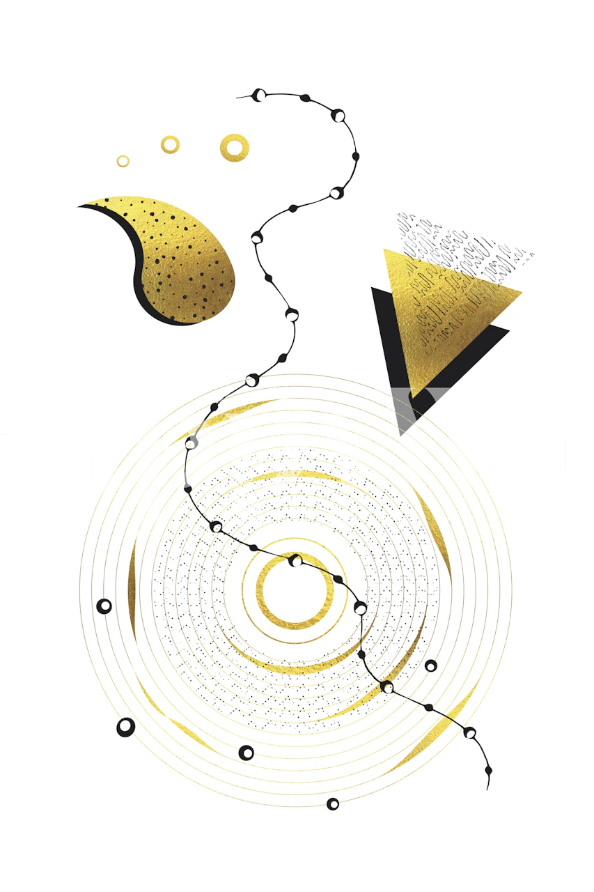 Abstraktes himmlisches Spiral-Wanddesign mit geometrischen Formen
