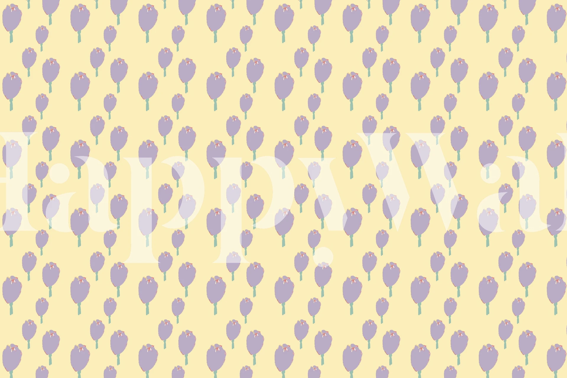 Purple tulip flowers on a light yellow background wallpaper