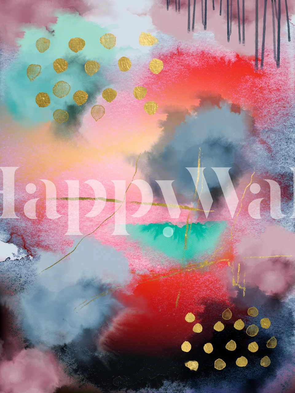 Papel de parede Bright Bohemian em um quarto