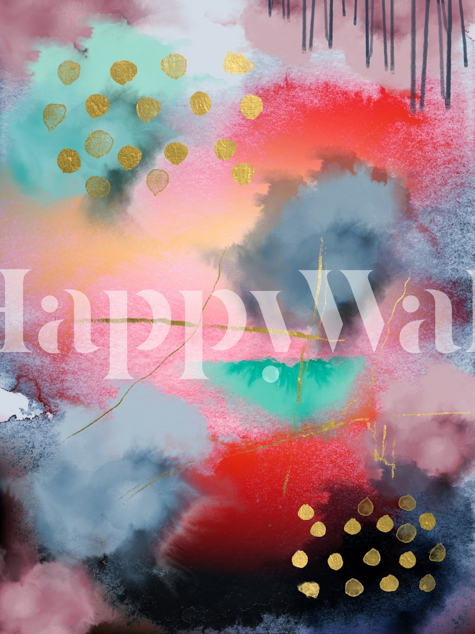 Bright bohemian wallpaper in a room