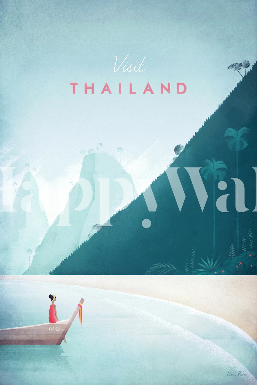 Scenic Thailand wallpaper with turquoise water, green mountains, and a boat