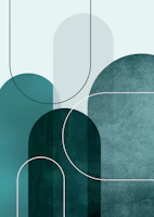 Teal Mid Century Arches wallpaper