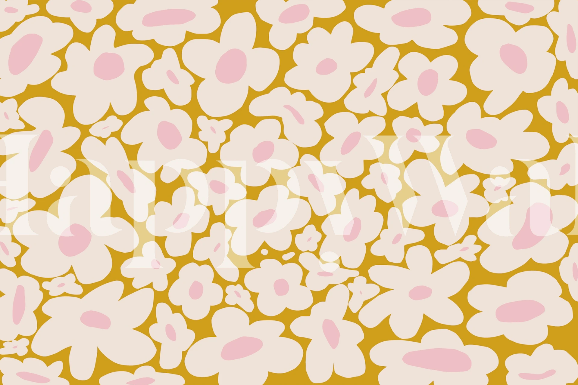 Retro hippie flowers tapet i et værelse