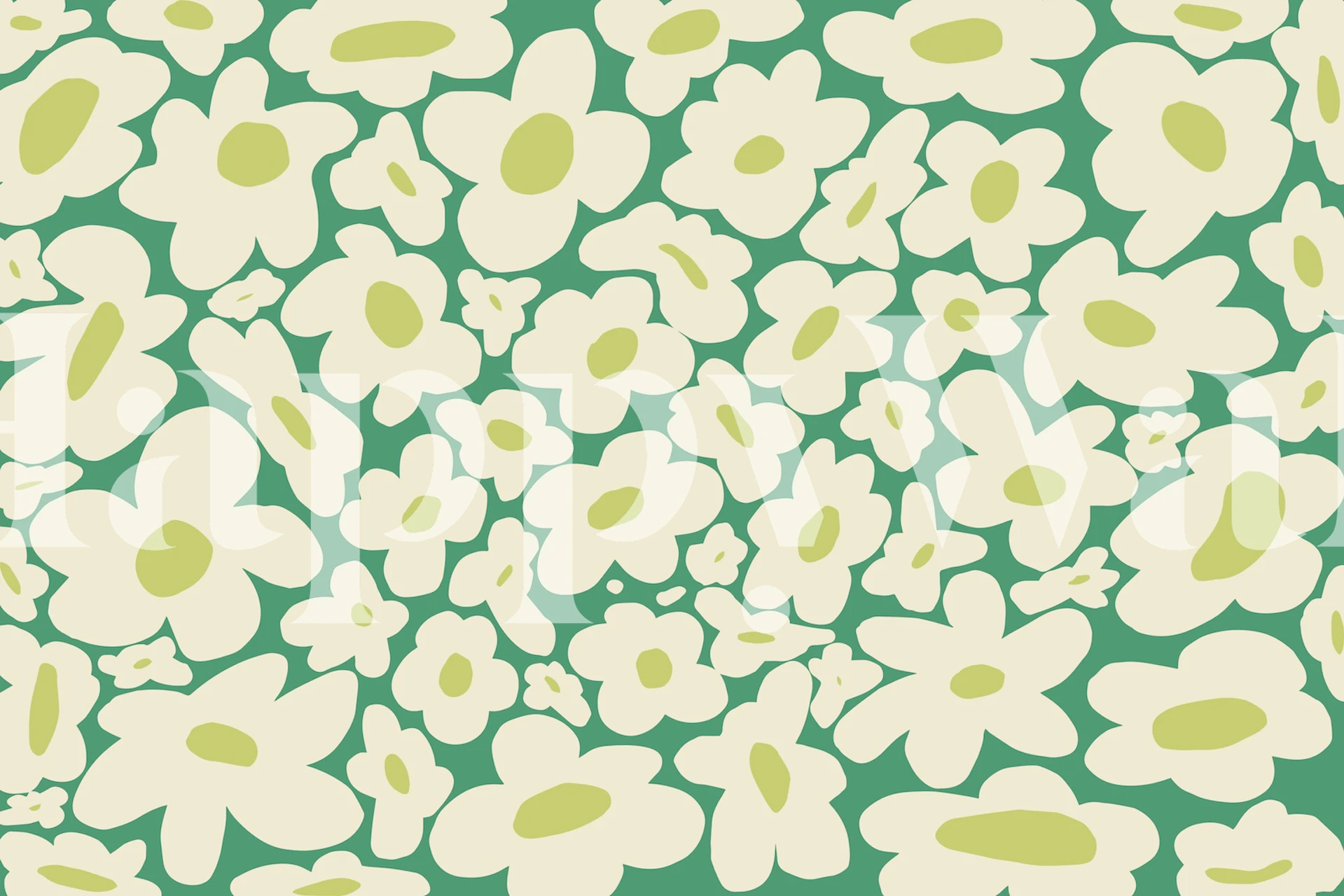 Floral pattern in shades of cream and green wallpaper