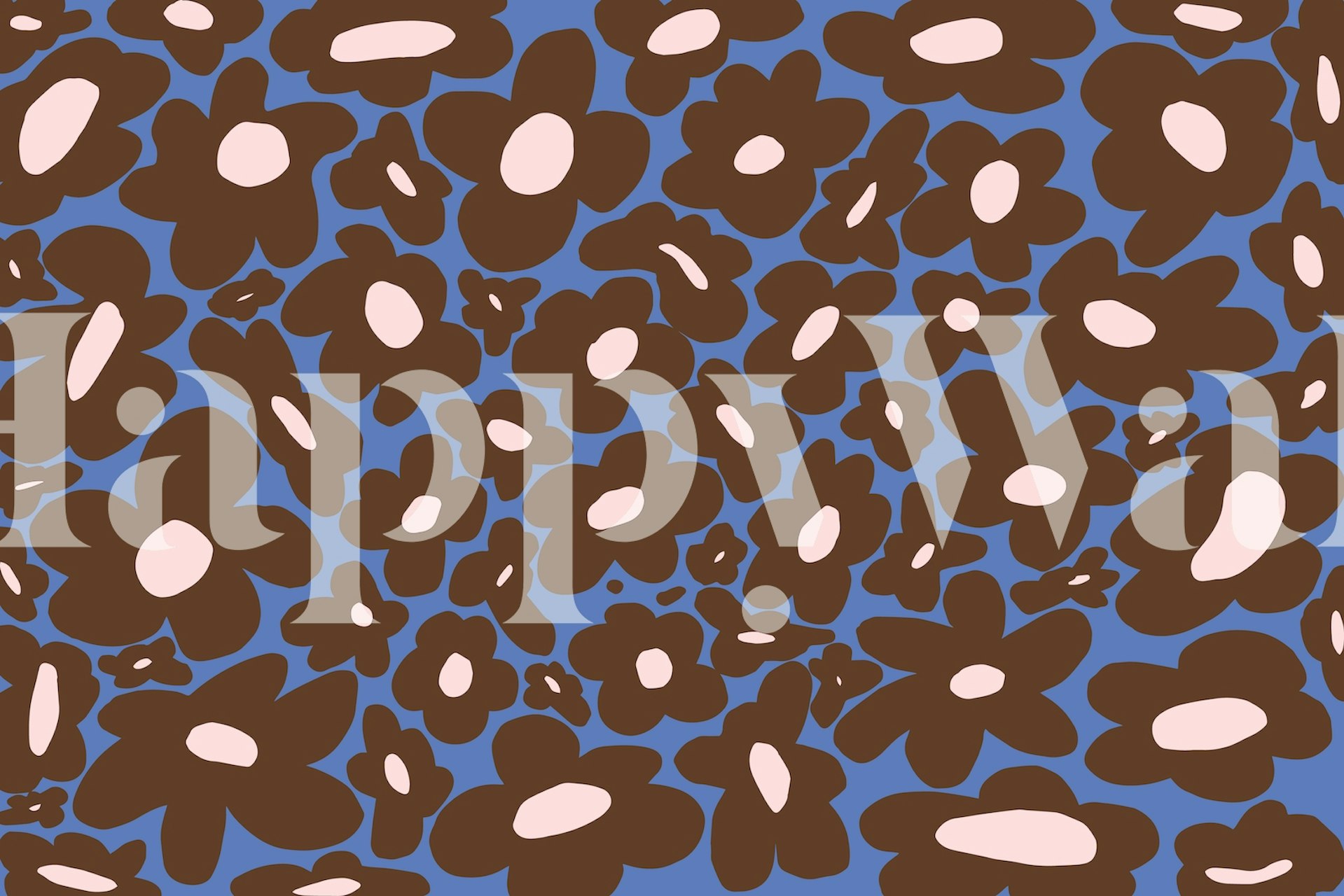 Retro hippie flowers wallpaper in a room