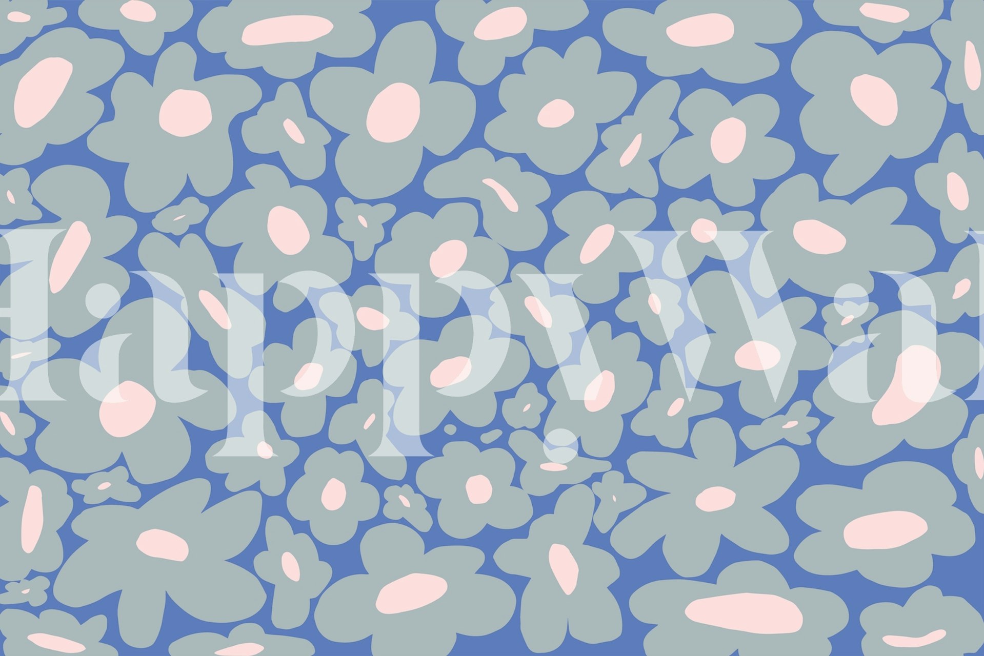 Vintage floral pattern with light blue and pink flowers wallpaper