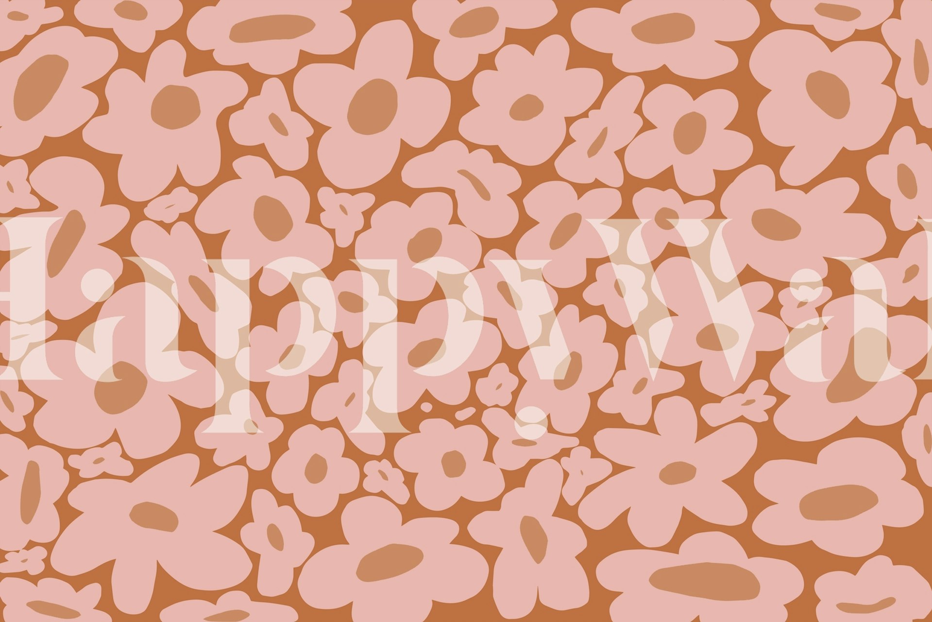 Mural de parede Hippy Flowers Retro 5 dos anos 60 e 70 com um padrão floral