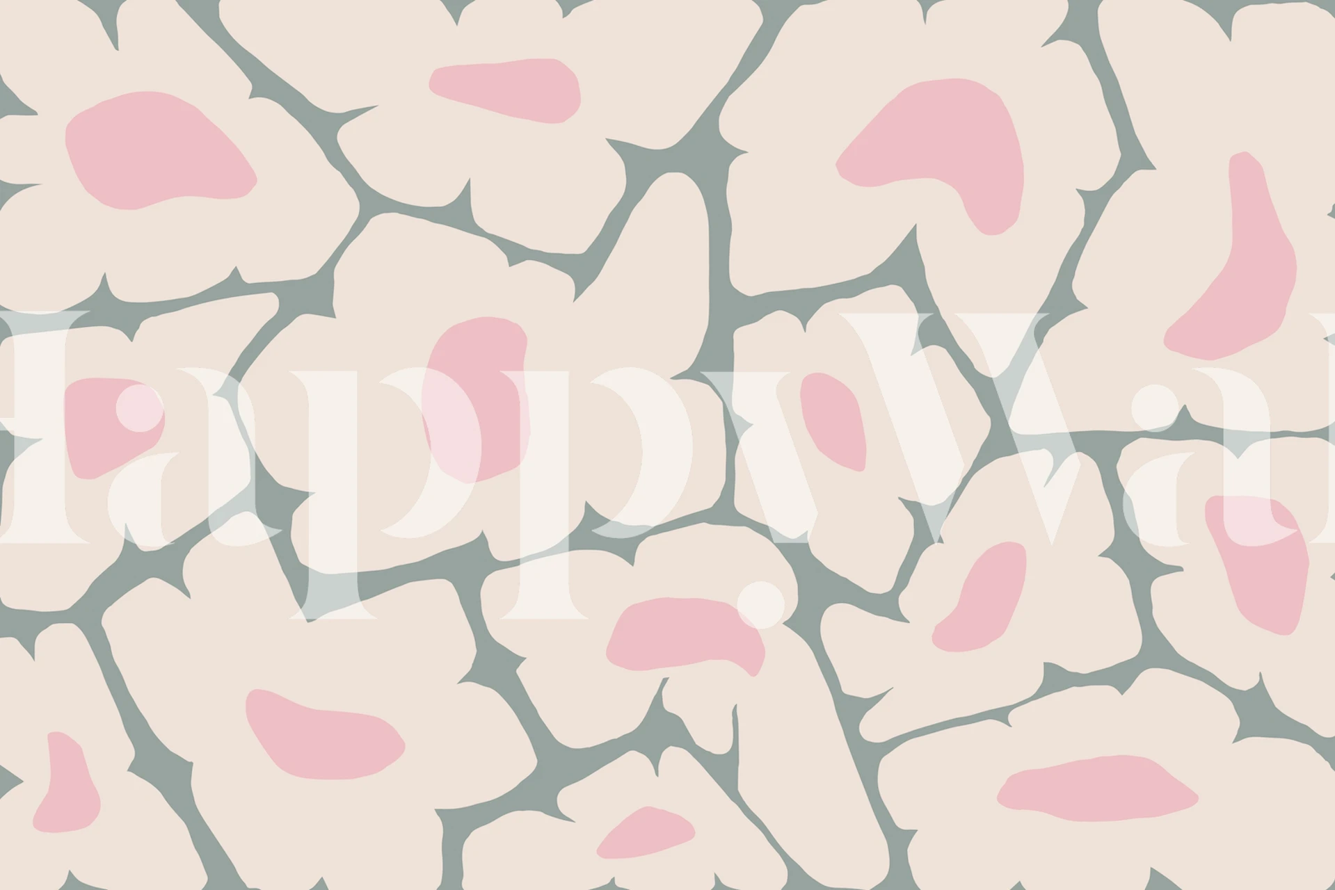 Pink and beige floral pattern wallpaper with a vintage design.