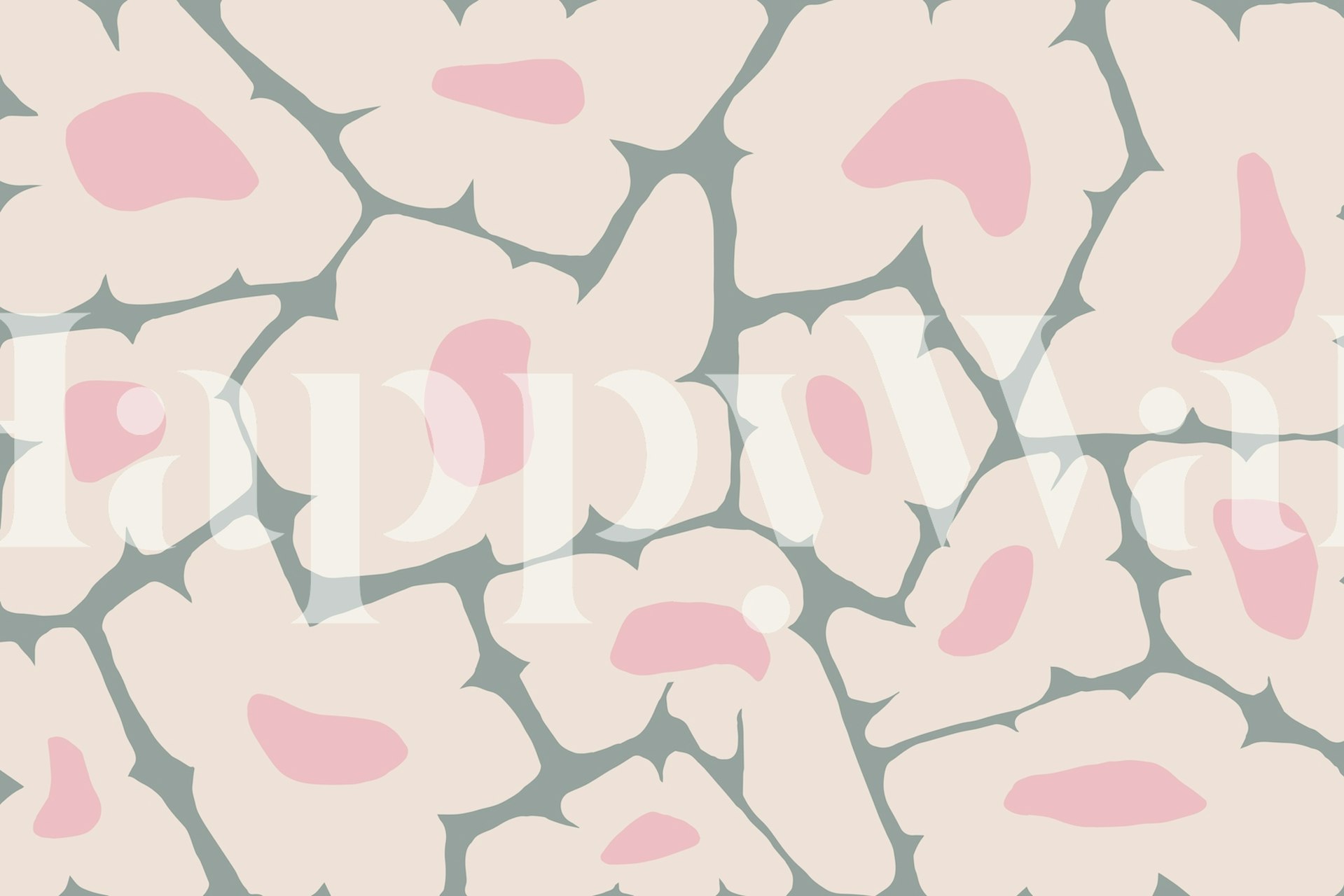 Pink and beige floral pattern wallpaper with a vintage design.