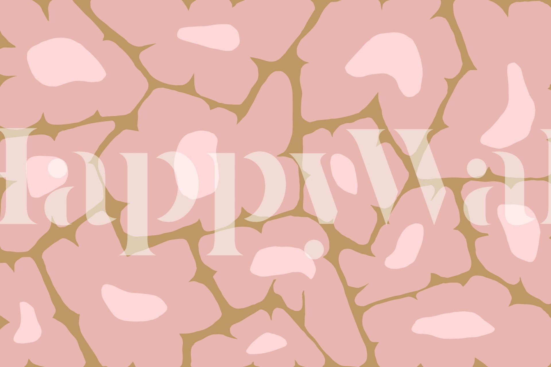 Pink floral pattern with large blooms on beige background wallpaper