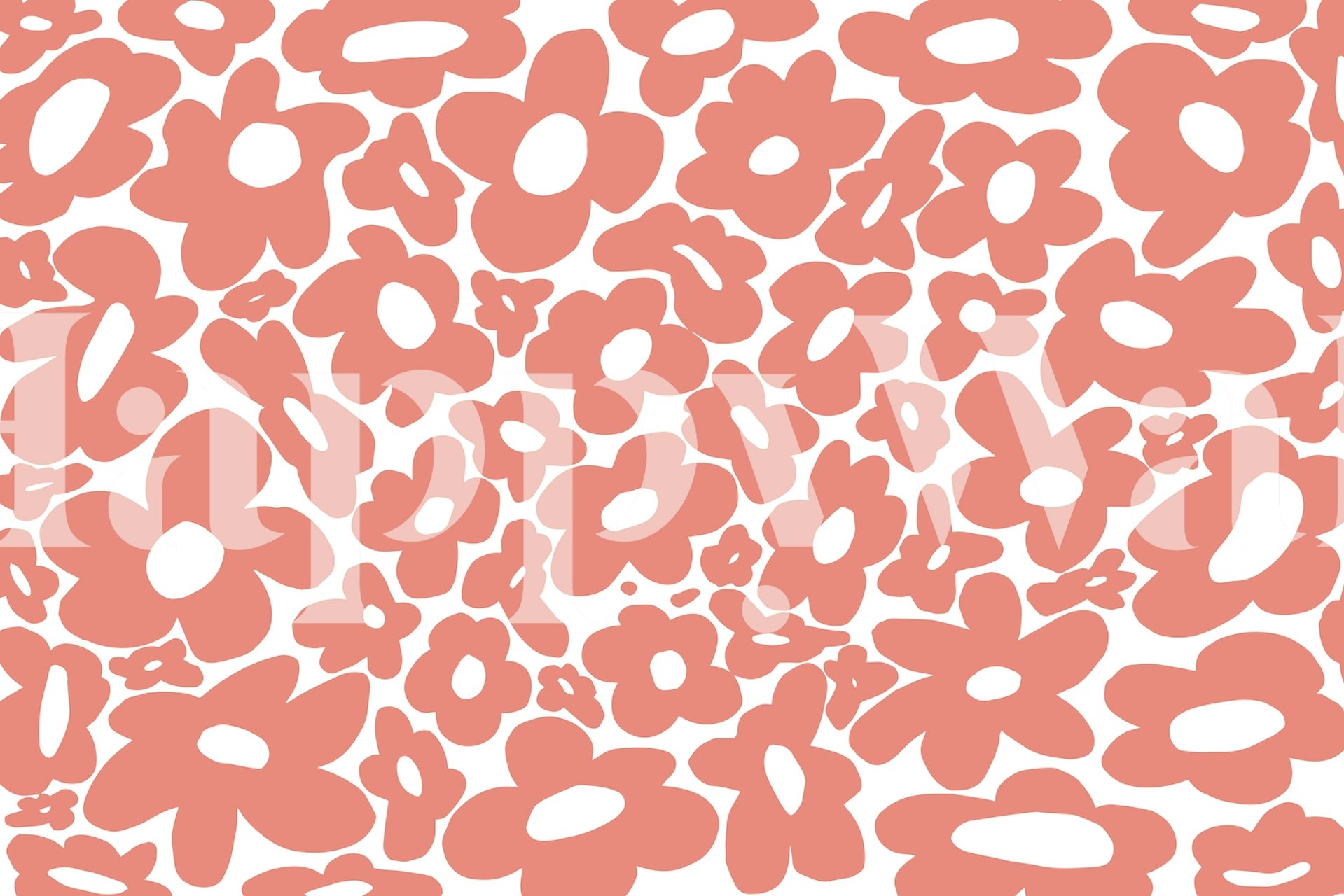 Retro hippy flower wallpaper in a room