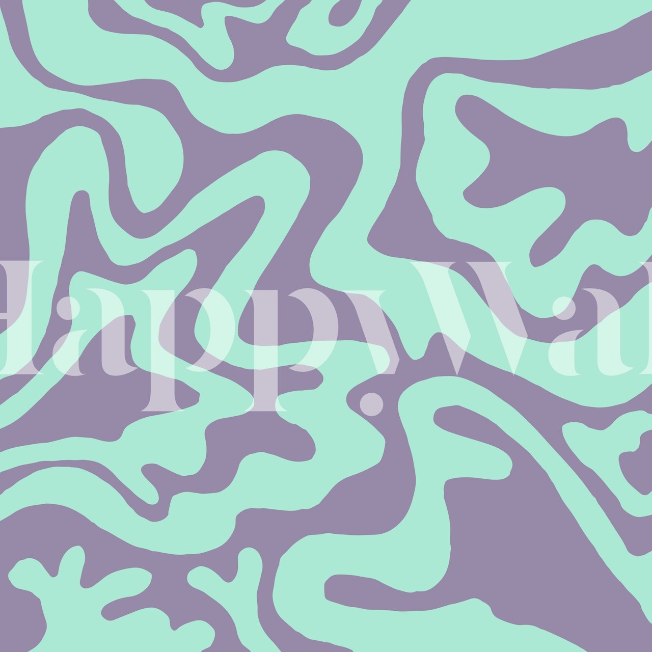 Mint and purple swirl pattern retro wallpaper