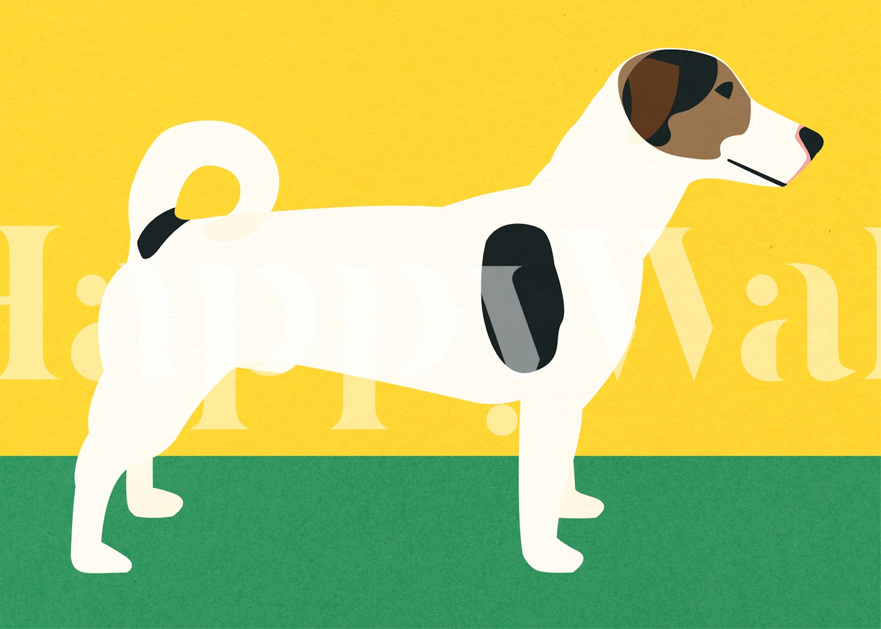 Whimsical dog wallpaper in a room