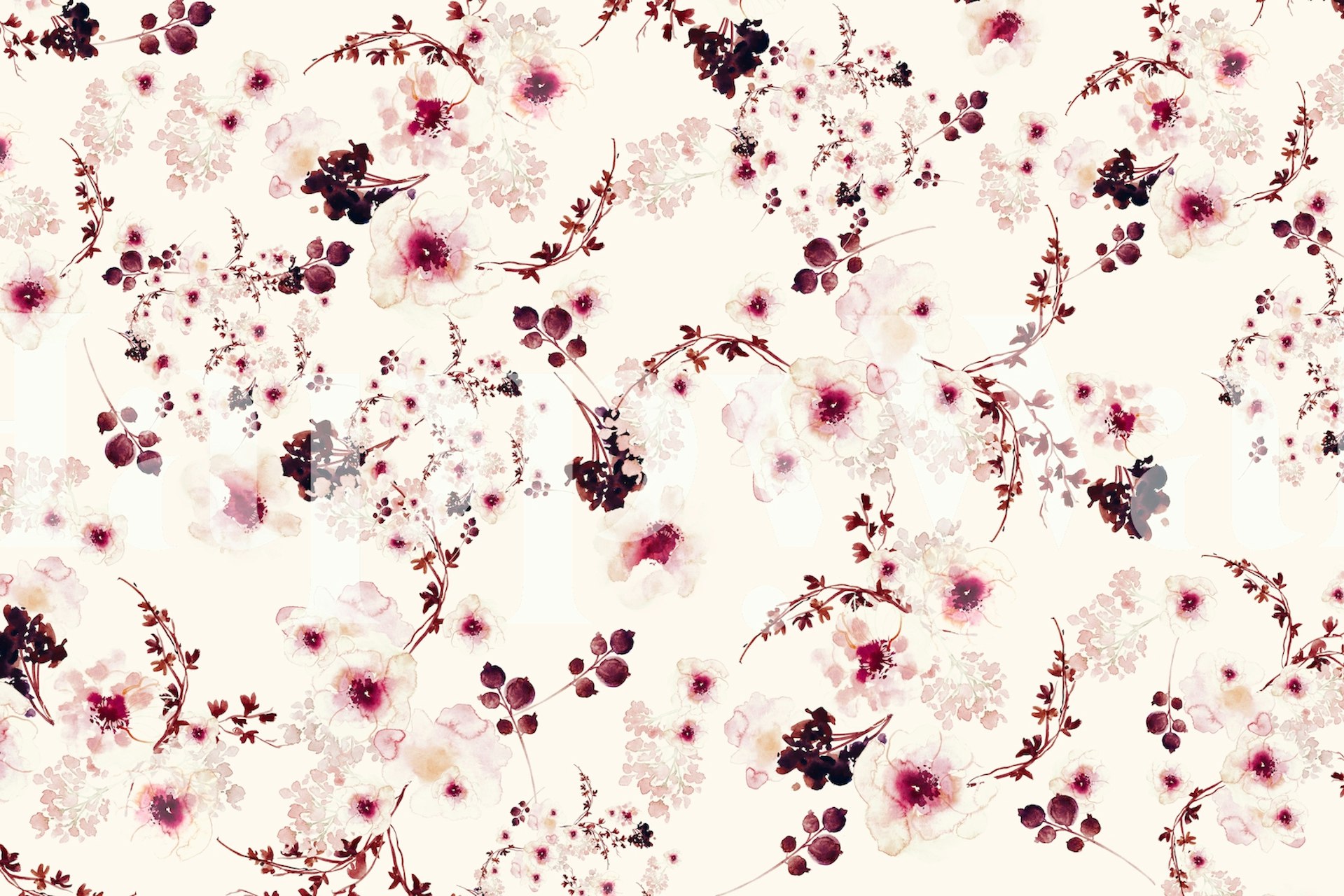 Romantic Spring Roses Beige wallpaper in a room