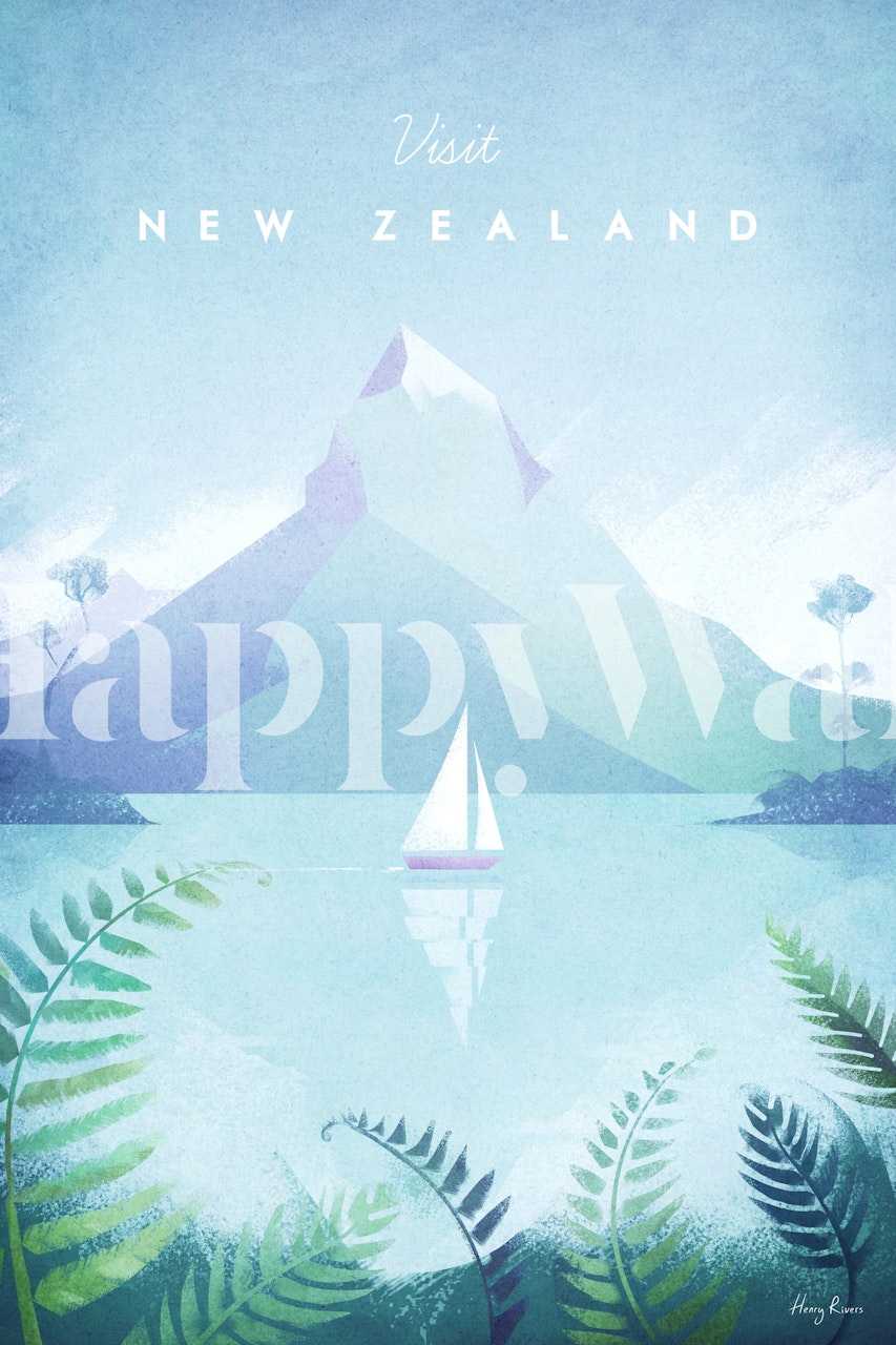 New Zealand travel poster wallpaper design