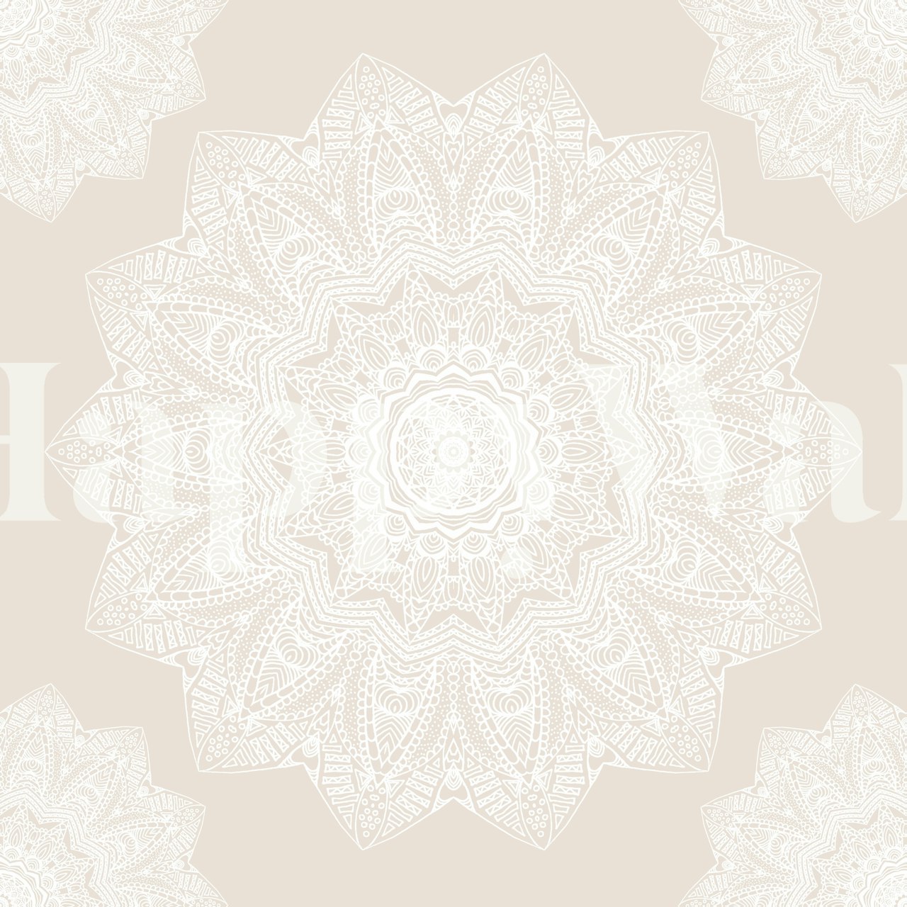 Beige mandala wallpaper in a room