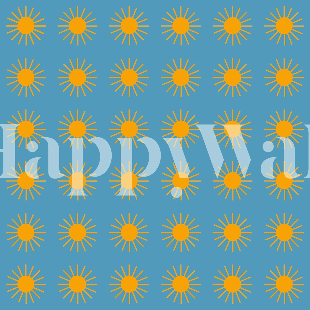 Yellow sun motif on blue background wallpaper