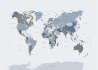 World Map Blue Green carta da parati