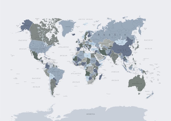 World Map Blue Green