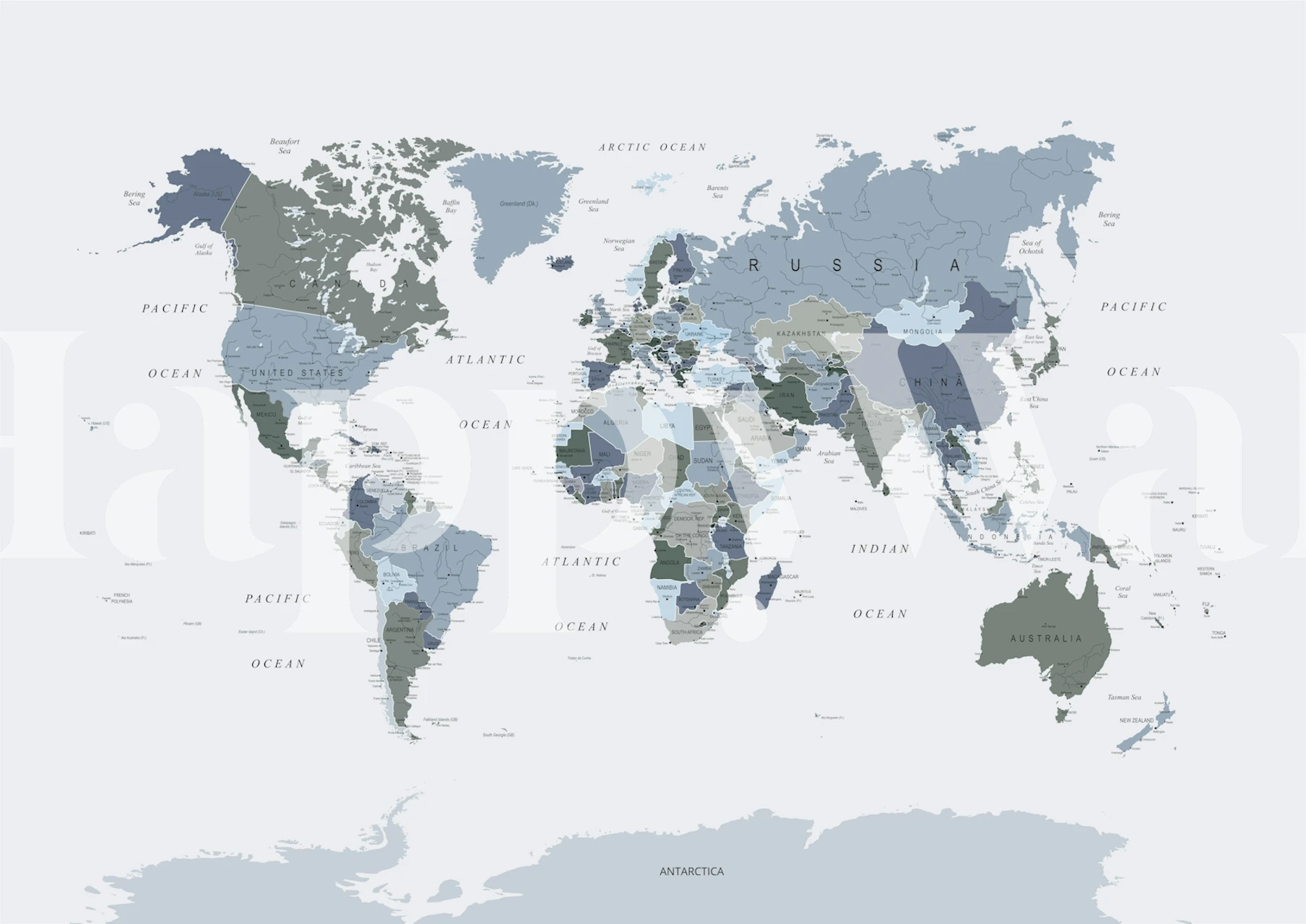 World map in blue and green colors, geographic wallpaper