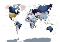 World Map Blush Navy papiers peint