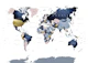 World Map Blush Navy