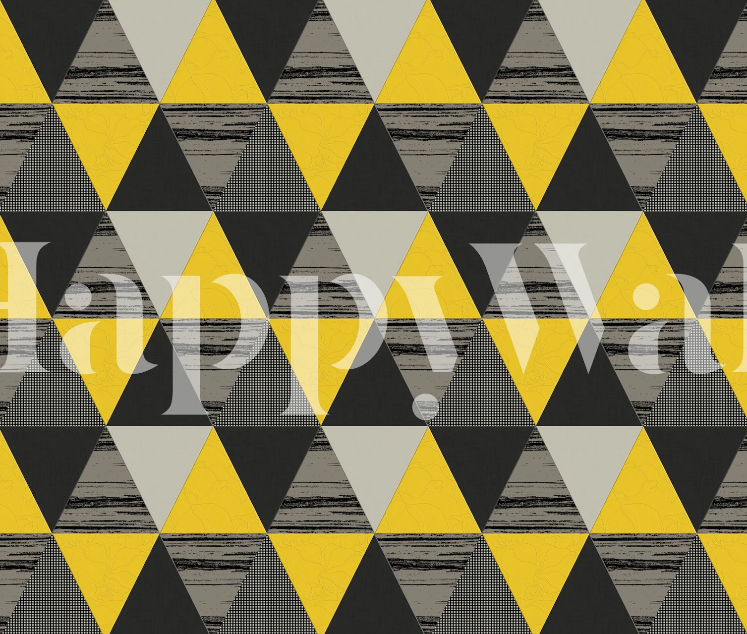 Geometric triangles in grey, yellow, and black wallpaper