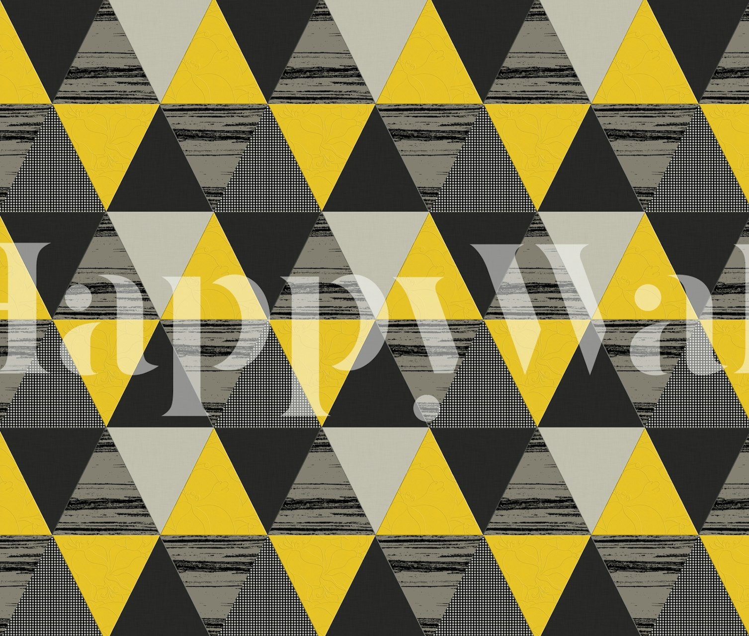Geometric triangles in grey, yellow, and black wallpaper
