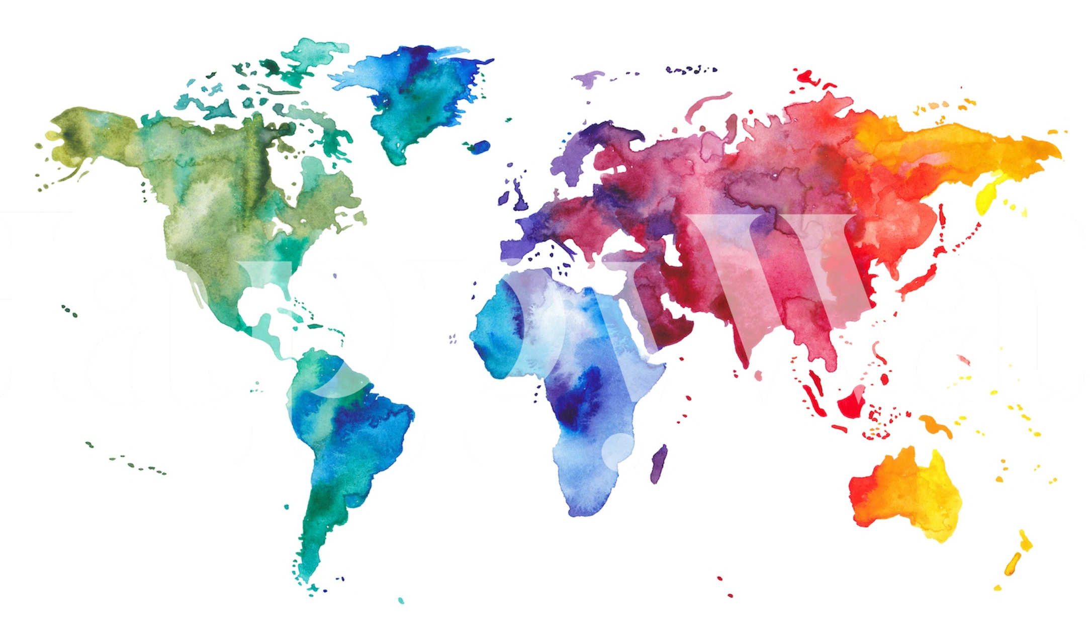 Colorful watercolor world map wallpaper in vibrant hues