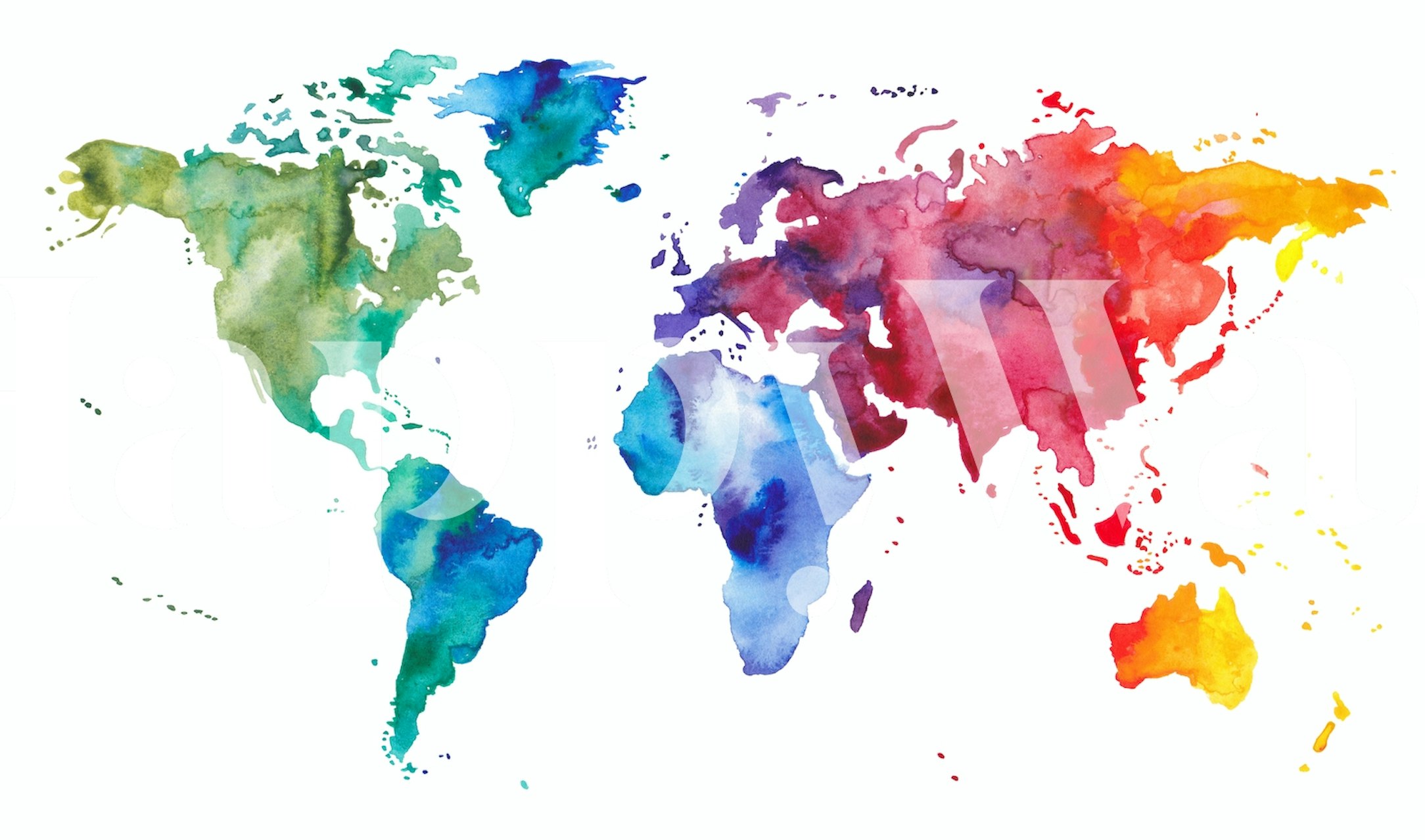 Colorful watercolor world map wallpaper in vibrant hues