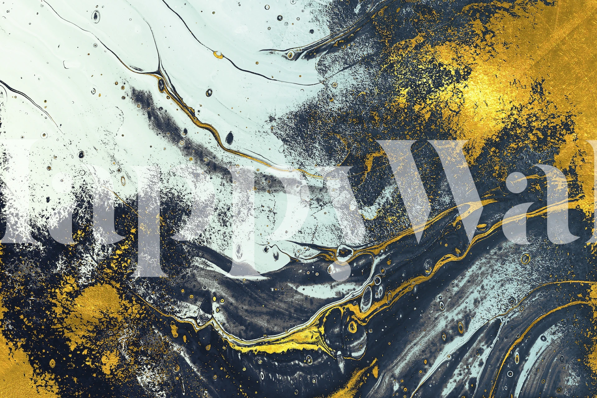 Golden and blue abstract wallpaper design