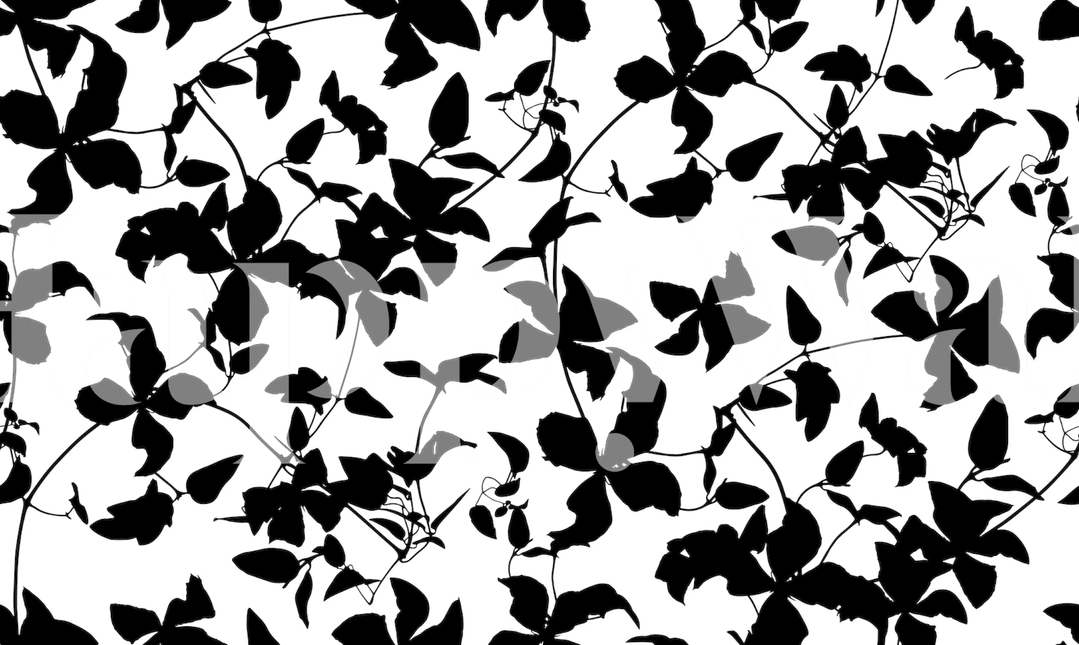 Clematis Flower Silhouette II behang in een kamer