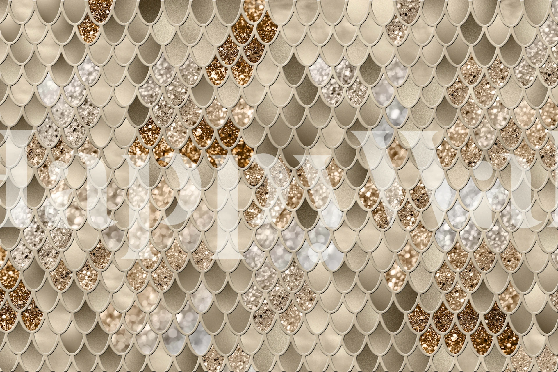 Mermaid Scales Glam wallpaper in a room