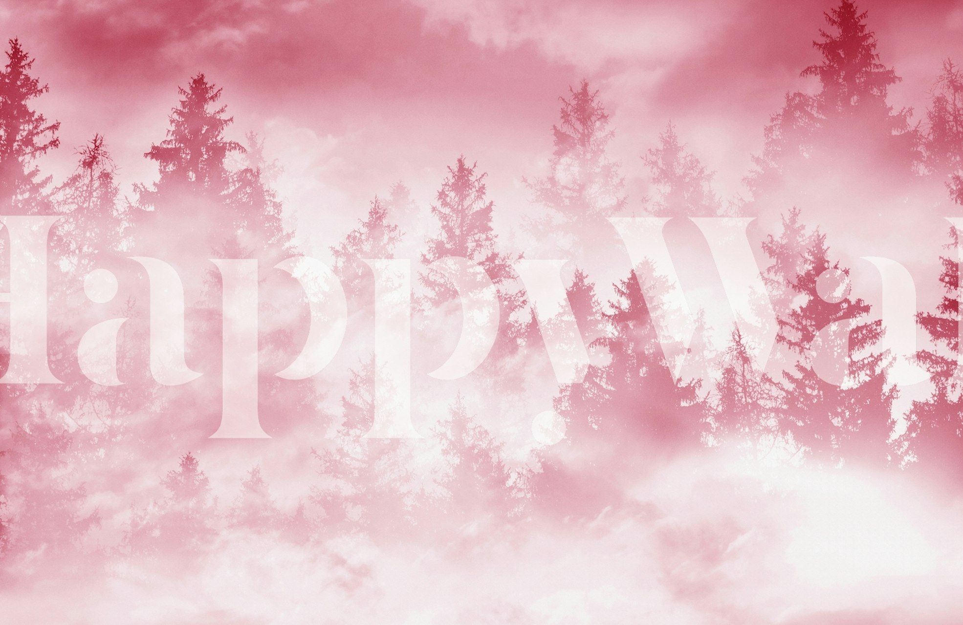 Viva Magenta Forest Dream Tapete in einem Raum