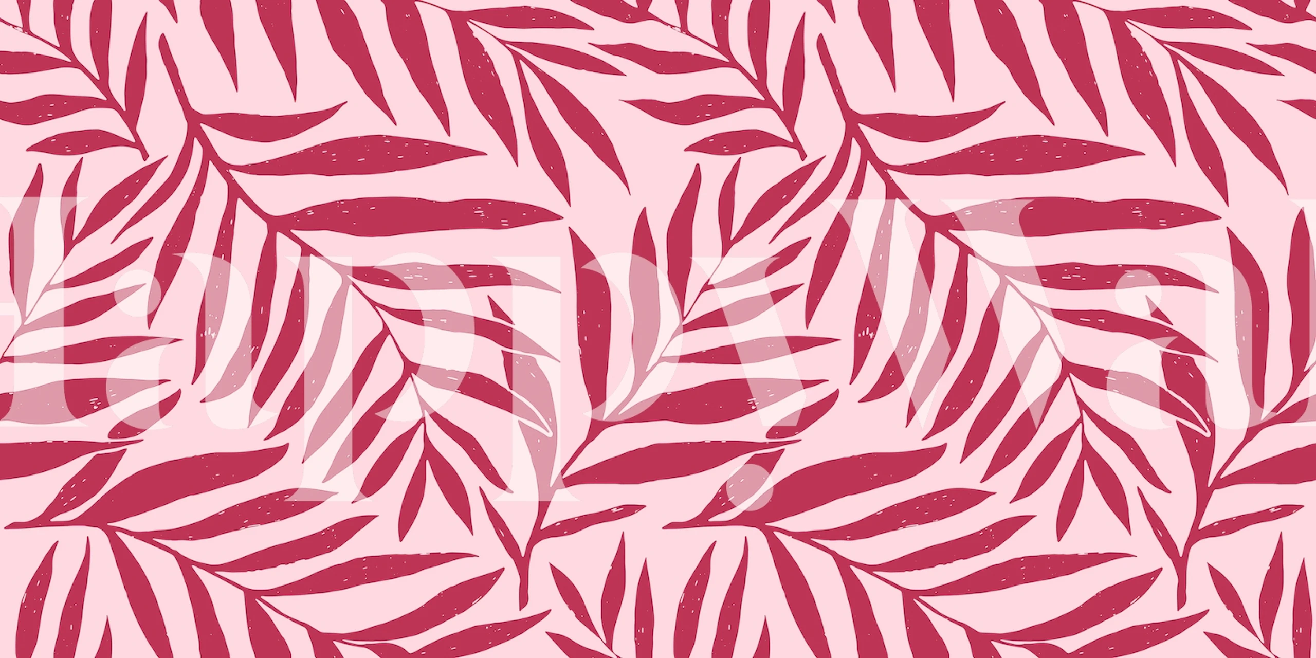 Gestileerde magenta bladeren op een zachtroze muurschildering als achtergrond