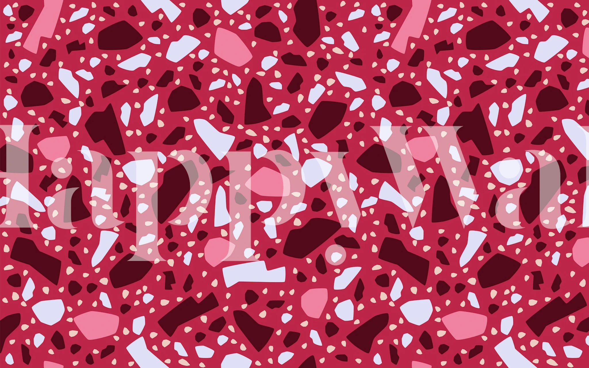 Terrazzo viva magenta wallpaper in a room