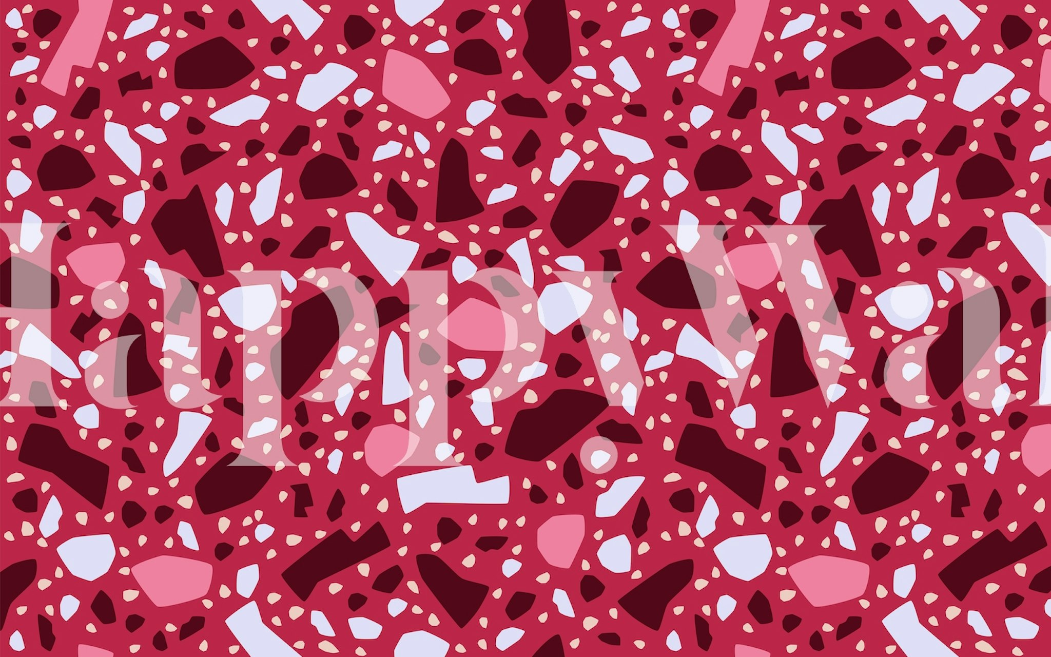 Terrazzo viva magenta wallpaper in a room