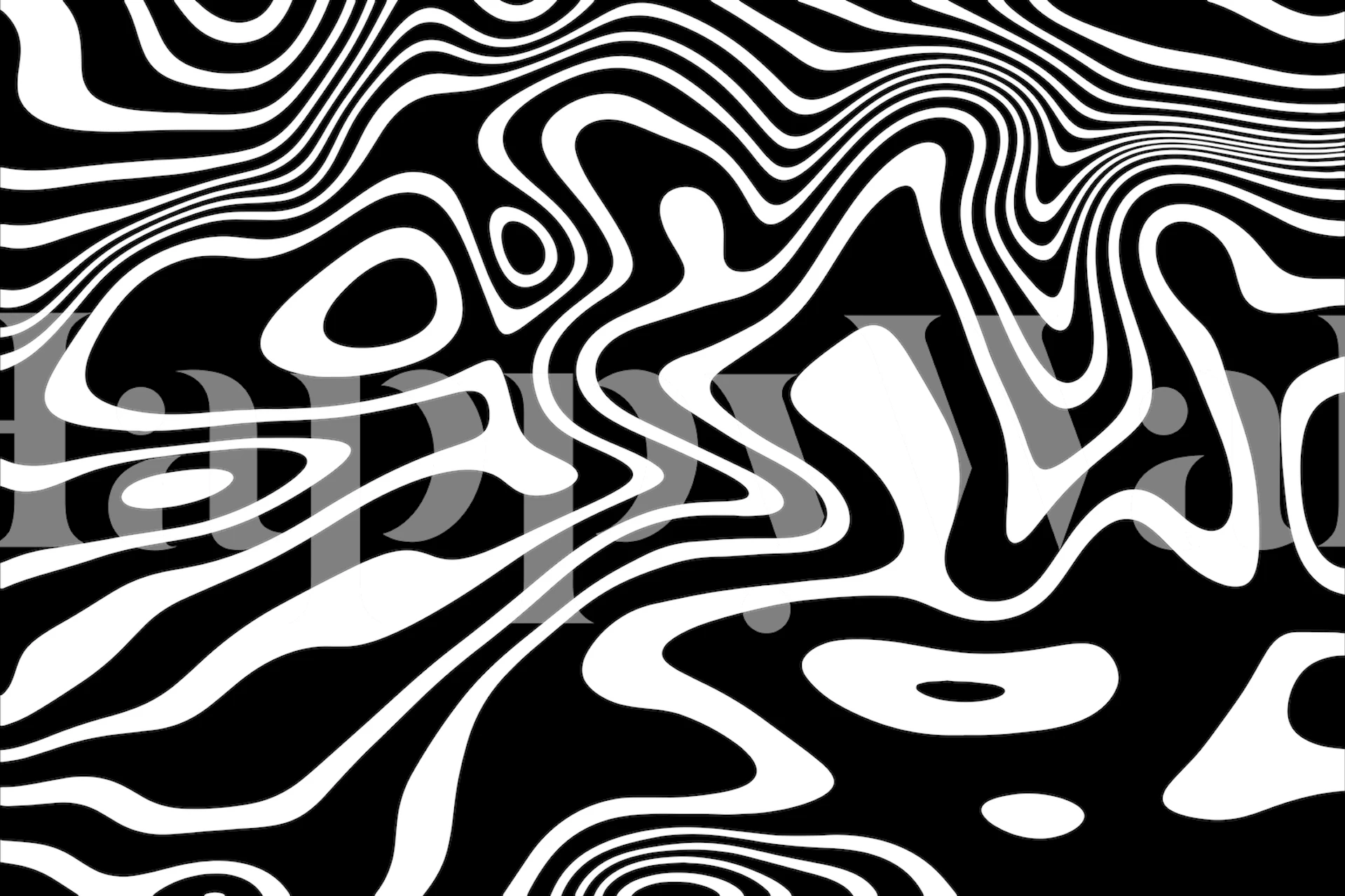 Abstract wavy black and white pattern wallpaper