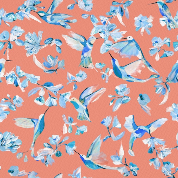 In Flight - Coral and Blue