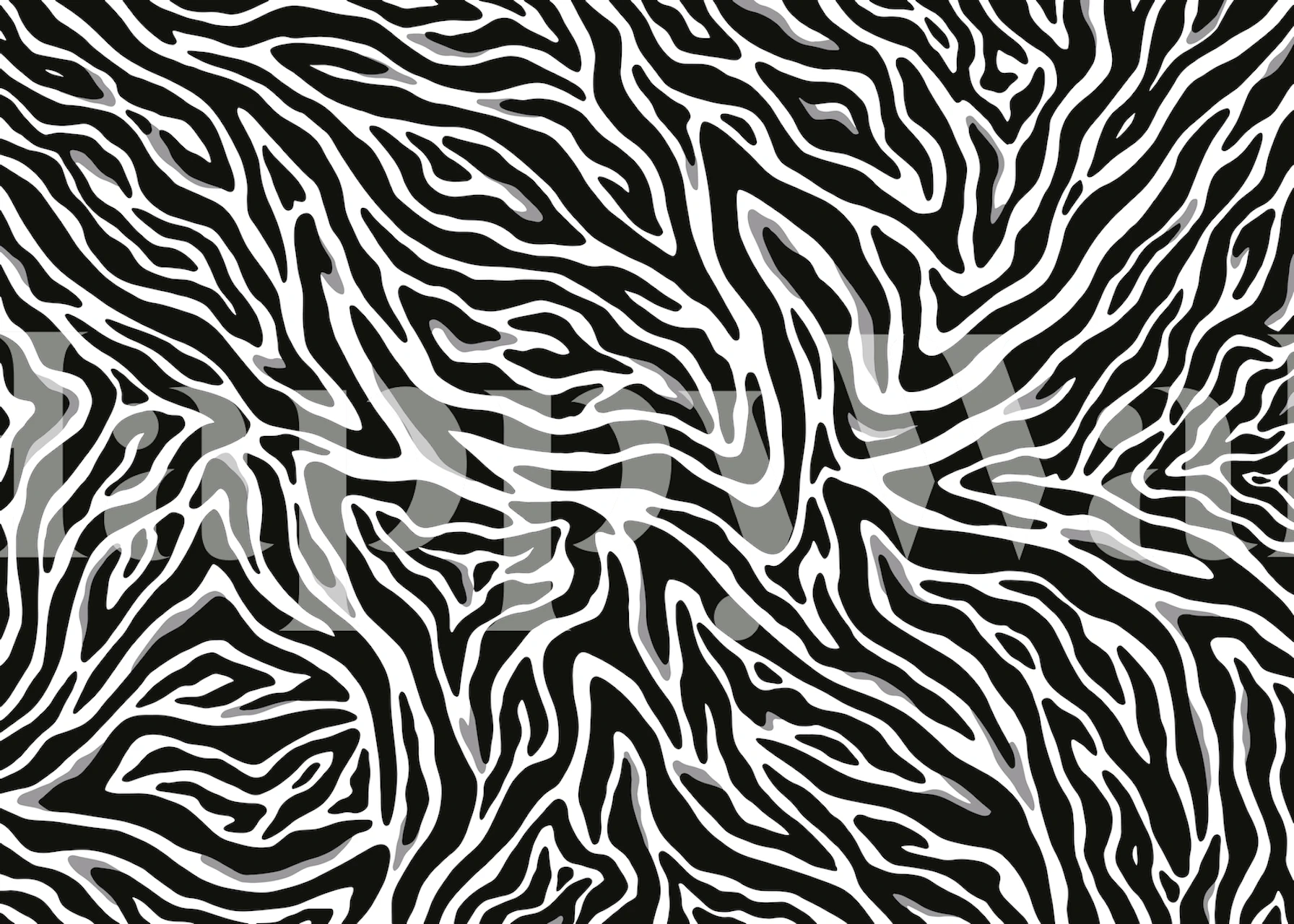 Zebra pattern wallpaper in black and white, contemporary design